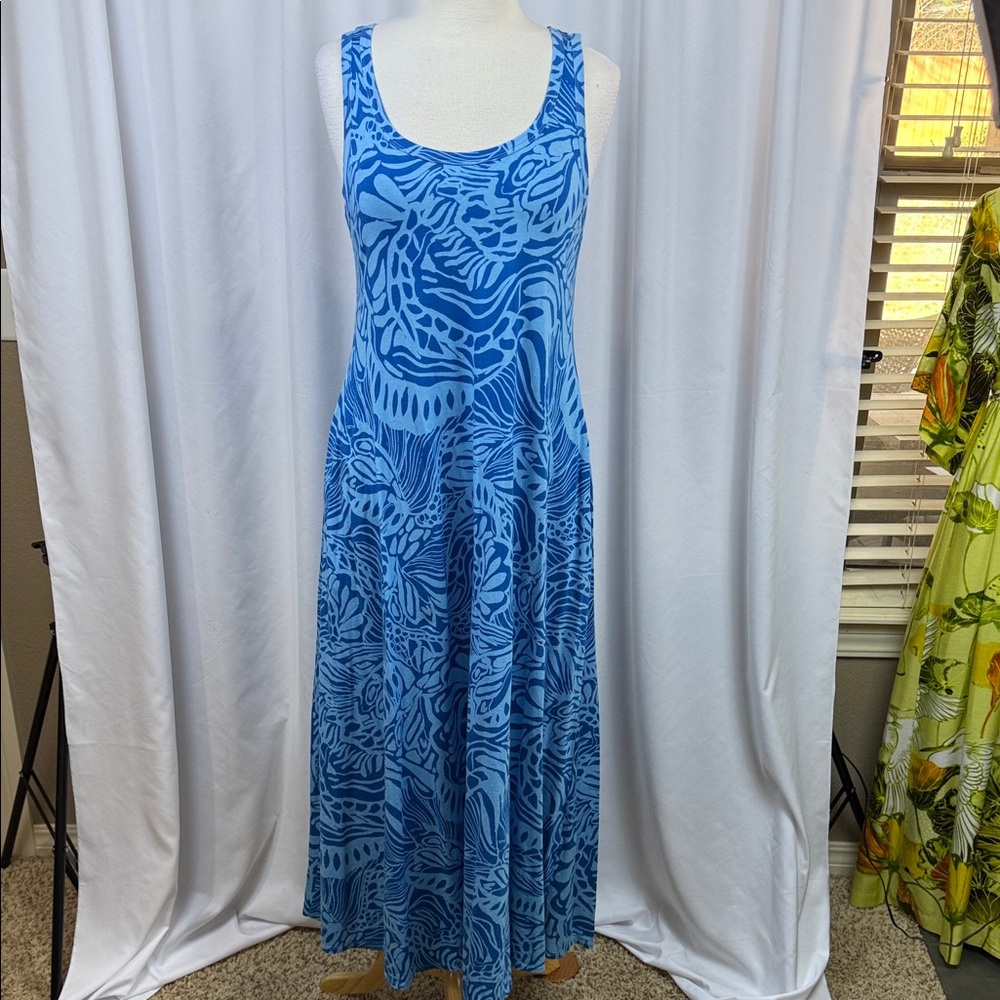 Soft Surroundings Ocean Blue Patterned Sleeveless… - image 1